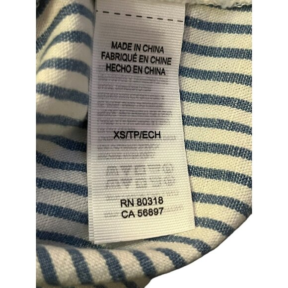 Lucky Brand Blouse Womens XS NEW Blue Striped 7W14370 Cotton/Linen Popover Shirt - Picture 13 of 14